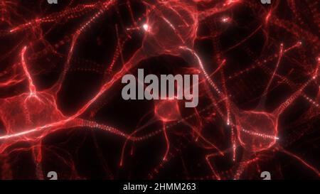 Neuronales Netzwerk von Nervenzellen. 3D Abbildung Stockfoto