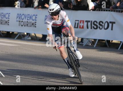 Mattias Skjelmose Jensen von Trek - Segafredo während der Tour de la Provence 2022, Radrennen, Prolog, Zeitfahren (7,2 km) am 10. Februar 2022 in Berre-l'Étang, Frankreich - Foto Laurent Lairys / DPPI Stockfoto