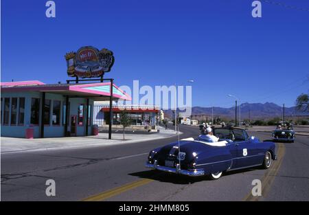 USA Route 66 Arizona kingman Diner American Car Culture Fanclub Stockfoto