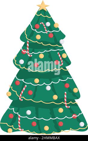 Weihnachtsbaum halb flach Farbe Vektor Objekt Stock Vektor