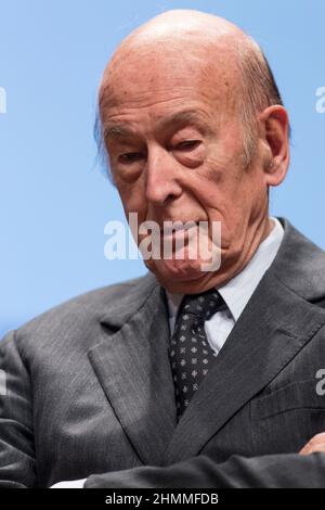 Belgien, Brüssel, am 10. Oktober 2013: ÒReinvent EuropeÓ, eine Veranstaltung der Zeitschrift Le Nouvel Observateur, mit Valery Giscard d'Estaing, dem ehemaligen Präsidenten der Französischen Republik Stockfoto