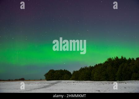 Intensive Nordlichter aurora borealis über Strand in Lettland Stockfoto