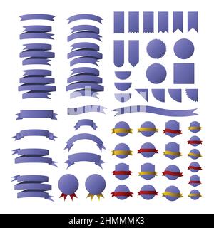 Sehr peri, Pantone Color 2022 Farbbänder und Medaillen Bannerset. Vektorgrafik Stock Vektor