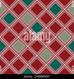 Weihnachten Abstrakt Rot Grün Hintergrund Diamant Nahtlos. Vektorgrafik. Stock Vektor