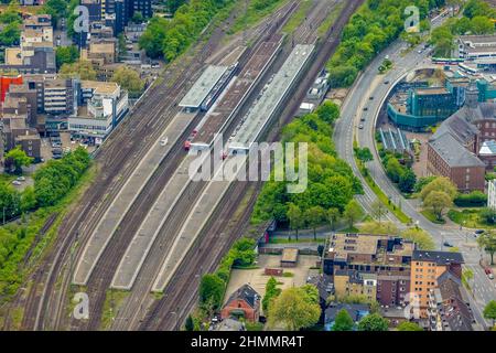 Luftaufnahme, Gelsenkirchen Hauptbahnhof, Neustadt, Gelsenkirchen, Ruhrgebiet, Nordrhein-Westfalen, Deutschland, Bahngleise, Bahnhof, DE, Deutsche Ba Stockfoto