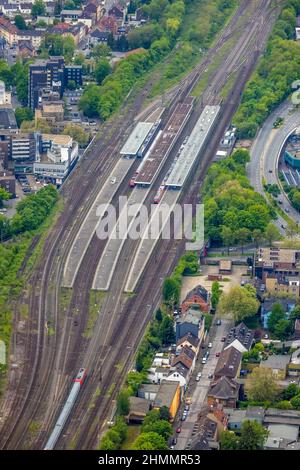 Luftaufnahme, Gelsenkirchen Hauptbahnhof, Neustadt, Gelsenkirchen, Ruhrgebiet, Nordrhein-Westfalen, Deutschland, Bahngleise, Bahnhof, DE, Deutsche Ba Stockfoto