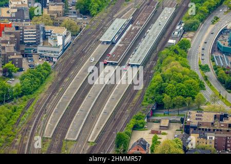 Luftaufnahme, Gelsenkirchen Hauptbahnhof, Neustadt, Gelsenkirchen, Ruhrgebiet, Nordrhein-Westfalen, Deutschland, Bahngleise, Bahnhof, DE, Deutsche Ba Stockfoto