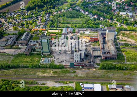 Luftaufnahme, ehemalige DSK-Kolonie Lippe, Egonstraße, Stadtgrenze zu Gelsenkirchen, Westerholt, Hassel, Gelsenkirchen, Ruhrgebiet, Nordrhein-Westfalen Stockfoto