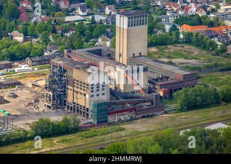 Luftaufnahme, ehemalige DSK-Kolonie Lippe, Egonstraße, Stadtgrenze zu Gelsenkirchen, Westerholt, Hassel, Gelsenkirchen, Ruhrgebiet, Nordrhein-Westfalen Stockfoto