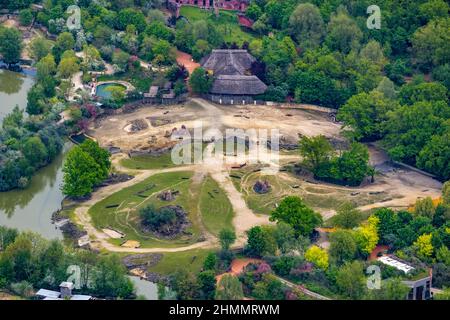 Luftaufnahme, ZOOM Erlebniswelt Zoo, Bismarck, Gelsenkirchen, Ruhrgebiet, Nordrhein-Westfalen, Deutschland, DE, Europa, Luftaufnahmen, Luftaufnahme, Stockfoto