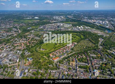 Luftaufnahme, Golfclub GC Schloß Horst, Schottergartenclub Horst Emscher, Belia Seniorenresidenz Horst, BP Ruhr Oel Gelsenkirchen Horst, Hors Stockfoto