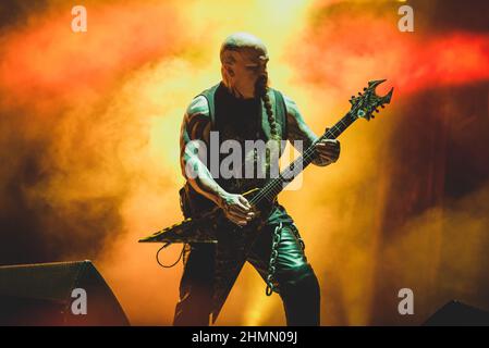 FRANKREICH, CLISSON, HELLFEST FESTIVAL 2017: Kerry King, Gitarrist der amerikanischen Trash-Metal-Band Slayer, tritt live auf der Bühne für das Abschlusskonzert des Helffest Festivals auf. Stockfoto