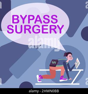 Text mit Inspiration Bypass Surgery. Konzeptuelle Foto-Art der Operation, die den Blutfluss zum Herzen verbessert Frau trägt Briefcase Lesen Stockfoto