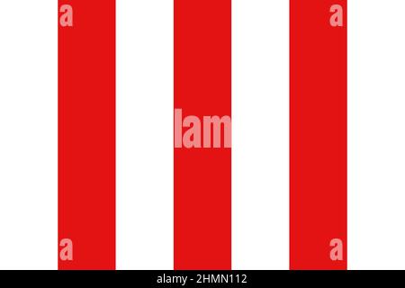 Draufsicht auf die Flagge Berchem, Antwerpen, Belgien. Belgisches Reise- und Patriot-Konzept. Kein Fahnenmast. Ebenenlayout, Design. Hintergrund markieren Stockfoto