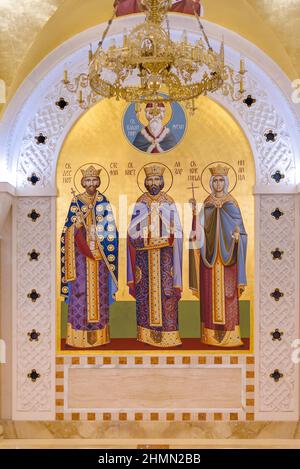 BELGRAD, SERBIEN - Juli 21 2019: Fresko im Inneren Krypta der Kirche St. Sava, serbisch-orthodoxe Kirche in Belgrad Stockfoto