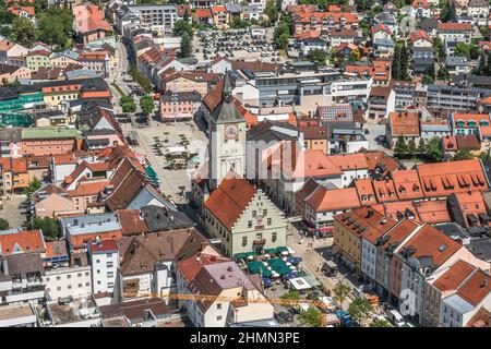Luftaufnahme nach Deggendorf an der Donau in Niederbayern Stockfoto