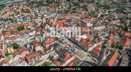 Luftaufnahme nach Deggendorf an der Donau in Niederbayern Stockfoto