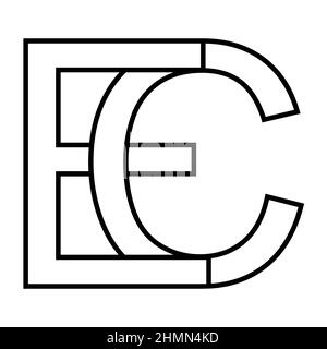 Logo-Zeichen ec ce, Symbol nft ec interlaced, Buchstaben e c Stock Vektor