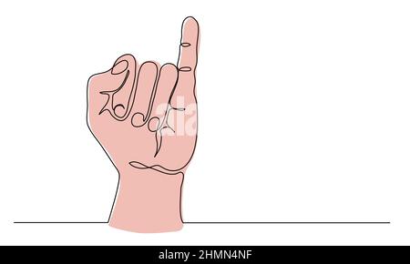 Kleines Finger-up-Vektorzeichen. Handbewegung mit rosafarbigen Bedeutungen, die ich schwöre oder verspreche. Eine fortlaufende Linie Art Zeichnung Vektor Illustration von pinky up Stock Vektor