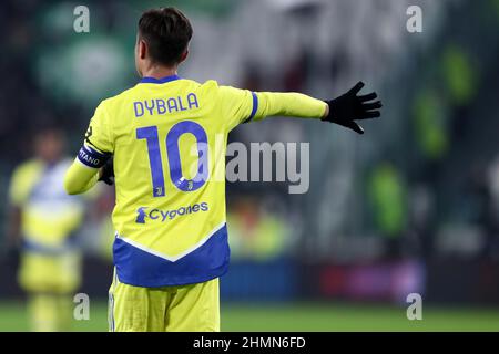 Paulo Dybala von Juventus FC zeigt sich beim Coppa Italia-Spiel zwischen Juventus FC und uns Sassuolo am 10. Februar 2022 im Allianz Stadium in Turin, Italien. Stockfoto