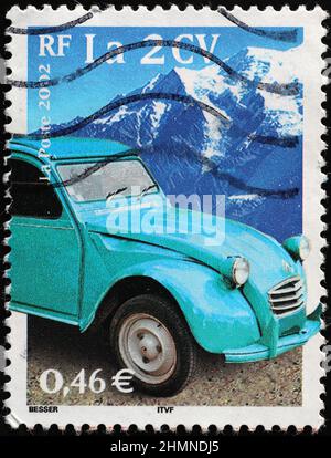 2CV auf französischer Briefmarke Stockfoto