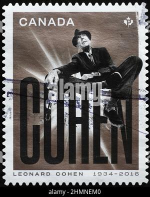 Leonad Cohen auf kanadischer Briefmarke Stockfoto