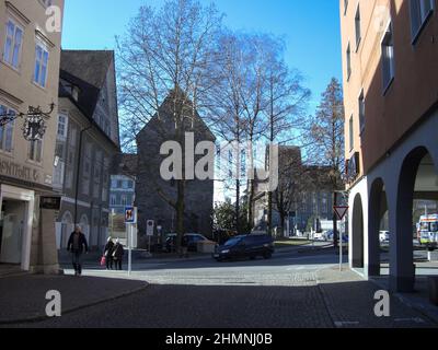 Feldkirch, Österreich, 26. Februar 2019 ruhige Lage im Stadtzentrum an einem sonnigen Tag Stockfoto