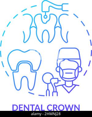 Symbol für das blaue Gradientenkonzept der Zahnkrone Stock Vektor