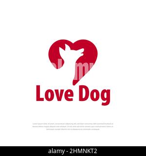 Roter Hund Liebe Symbol Design-Logo, Haustiere, Tier Zuneigung, Design-Vorlage Stock Vektor