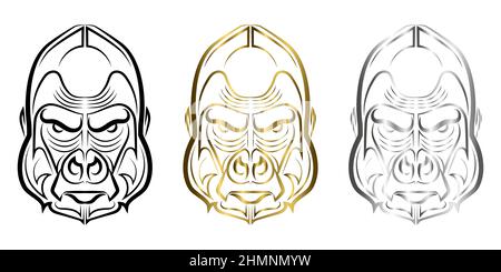 Schwarz-weiße Linie Kunst der Gorilla Kopf gute Verwendung Für Symbol Maskottchen Symbol Avatar Tattoo T Shirt Design Logo Oder ein beliebiges Design Stock Vektor