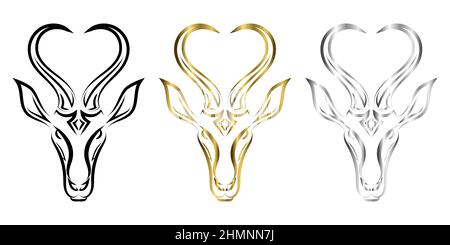 Linienkunstvektor des Impala-Kopfes geeignet für die Verwendung als Dekoration oder Logo Linienkunstvektor des Springbok-Kopfes geeignet für die Verwendung als Dekoration oder Logo Stock Vektor