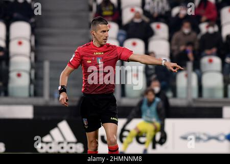 Turin, Italien. 10th. Februar 2022. Schiedsrichter Livio Marinelli während des Coppa Italia 2021/22-Spiels zwischen dem FC Juventus und den USA Sassuolo im Allianz-Stadion am 10. Februar 2022 in Turin, Italien Foto ReporterTorino Credit: Independent Photo Agency/Alamy Live News Stockfoto