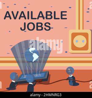 Textüberschrift mit verfügbaren Jobs. Business-Schaufenster eine Stelle, die für jemanden verfügbar ist, um mit dem Zusammenwirken von Vacancy Global Ideas zu beginnen Stockfoto