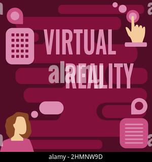 Schreiben Anzeige Text Virtual Reality. Business Overview Virtual Reality Woman innovatives Denken Ideen in eine stabile Zukunft führen. Stockfoto