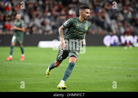 Sydney, Australien. 11th. Februar 2022. 11th February 2022 : CommBank Stadium, Sydney, Australien; A-League Football Western Sydney Wanderers versus Melbourne City; Jamie Maclaren von Melbourne City Credit: Action Plus Sports Images/Alamy Live News Stockfoto