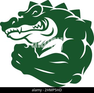 Das Maskottchen (Krokodil) Alligator zeigt den Muskel Stock Vektor