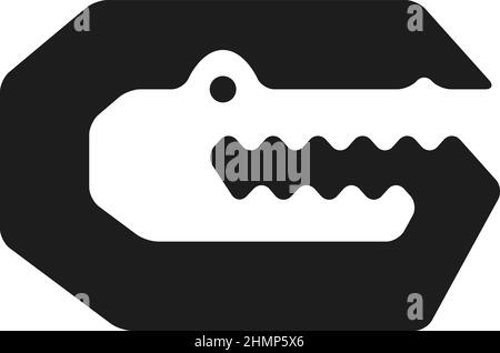 Buchstabe G mit negativem Leerzeichen als Leiter des Alligators Stock Vektor