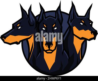Dreiköpfiger Hund Cerberus Stock Vektor