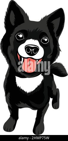 Niedlicher schwarzer Hund mit Zunge aus Stock Vektor