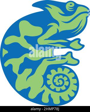 Farbenfrohes Chamäleon im schlichten Design Stock Vektor