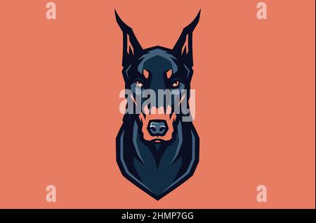 Edgy maskulines Design von Dobermann Pinscher Dog Stock Vektor
