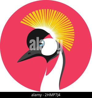 Leiter des Logos des Gray Crowned Crane Stock Vektor