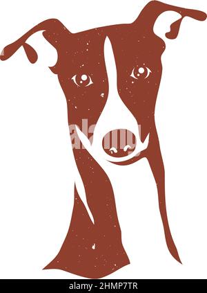 Vektor des italienischen Greyhound Dog Head mit handgezeichneter Style Stock Vektor