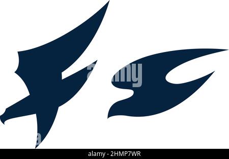 Einfaches Symbol des abstrakten Designs des fliegenden Vogels Stock Vektor