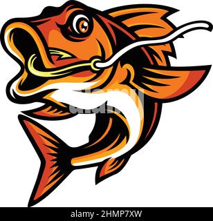 Der Fisch wird wütend, wenn er süchtig ist Stock Vektor