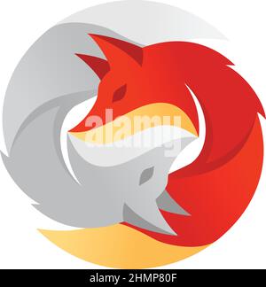 2 Füchse In Form Des Yin Yang-Symbols Stock Vektor