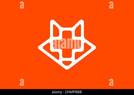 Fox Head mit dem medizinischen Kreuz Symbol abstraktes Gliederungsdesign Stock Vektor