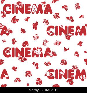 Nahtloses Muster mit Kino und Popcorn. Vektorhintergrund. Stock Vektor