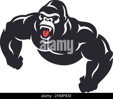 Draufsicht auf das aggressive Gorilla Roaring Stock Vektor