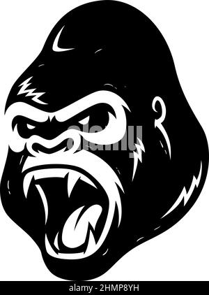 Leiter des aggressiven Gorilla Roaring Stock Vektor